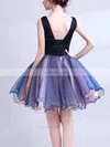 A-line V-neck Lace Organza Short/Mini Homecoming Dresses With Appliques Lace #Favs020110118