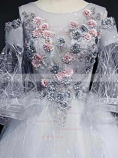 A-line Scoop Neck Shimmer Crepe Short/Mini Homecoming Dresses With Flower(s) #Favs020110120