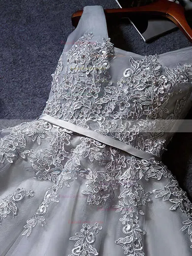 A-line V-neck Sequined Short/Mini Homecoming Dresses With Appliques Lace #Favs020110129