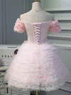 A-line Off-the-shoulder Lace Tulle Short/Mini Homecoming Dresses With Flower(s) #Favs020110138