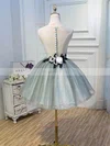 Ball Gown Scoop Neck Lace Tulle Short/Mini Homecoming Dresses With Flower(s) #Favs020110140