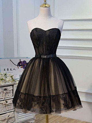 A-line Sweetheart Tulle Short/Mini Homecoming Dresses With Beading #Favs020110142