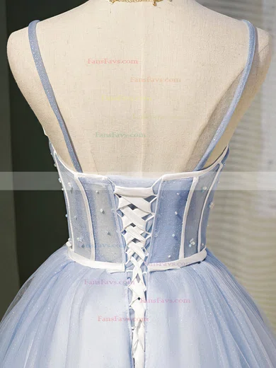 A-line V-neck Tulle Knee-length Homecoming Dresses With Beading #Favs020110146