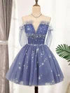 A-line Scoop Neck Tulle Short/Mini Homecoming Dresses With Beading #Favs020110148