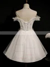 A-line V-neck Tulle Short/Mini Homecoming Dresses With Beading #Favs020110153