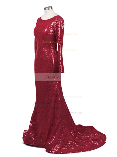 Trumpet/Mermaid Scoop Neck Sequined Sweep Train Prom Dresses #Favs02016266