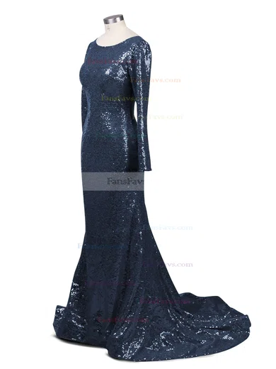 Trumpet/Mermaid Scoop Neck Sequined Sweep Train Prom Dresses #Favs02016266
