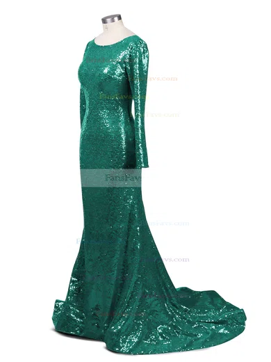 Trumpet/Mermaid Scoop Neck Sequined Sweep Train Prom Dresses #Favs02016266