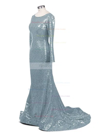 Trumpet/Mermaid Scoop Neck Sequined Sweep Train Prom Dresses #Favs02016266