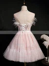 A-line Strapless Lace Tulle Short/Mini Homecoming Dresses With Feathers / Fur #Favs020110159