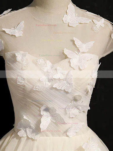 A-line Scoop Neck Tulle Short/Mini Homecoming Dresses With Appliques Lace #Favs020110161