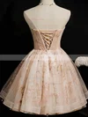 A-line Strapless Tulle Short/Mini Homecoming Dresses With Beading #Favs020110165
