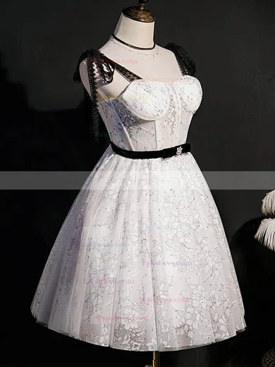 A-line V-neck Tulle Short/Mini Homecoming Dresses With Beading #Favs020110171