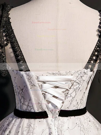 A-line V-neck Tulle Short/Mini Homecoming Dresses With Beading #Favs020110171