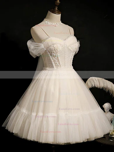 Ball Gown Sweetheart Lace Tulle Short/Mini Homecoming Dresses With Appliques Lace #Favs020110172