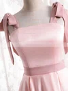 A-line Square Neckline Satin Tea-length Homecoming Dresses With Sashes / Ribbons #Favs020110177