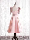 A-line Square Neckline Satin Tea-length Homecoming Dresses With Sashes / Ribbons #Favs020110177