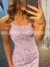 Sheath/Column Scoop Neck Tulle Short/Mini Homecoming Dresses With Lace #Favs020110275