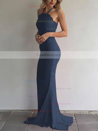 Sheath/Column Halter Lace Sweep Train Prom Dresses #Favs020105793