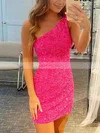 Sheath/Column One Shoulder Sequined Short/Mini Homecoming Dresses #Favs020110294
