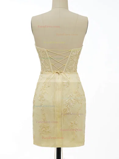 Sheath/Column Sweetheart Tulle Short/Mini Homecoming Dresses With Appliques Lace #Favs020110298