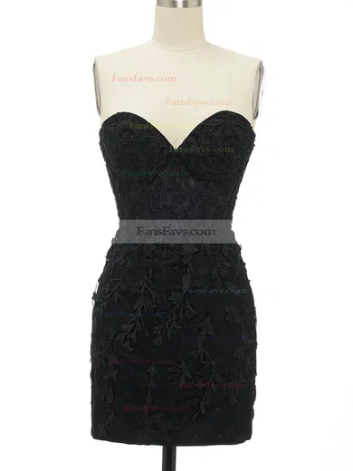 Sheath/Column Sweetheart Tulle Short/Mini Homecoming Dresses With Appliques Lace #Favs020110298