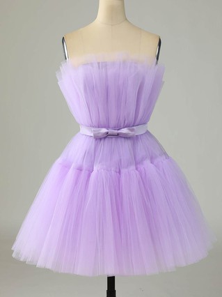 A-line Strapless Tulle Short/Mini Homecoming Dresses With Sashes / Ribbons #Favs020110313 A-line Strapless Tulle Short/Mini Homecoming Dresses With Sashes / Ribbons #Favs020110313
