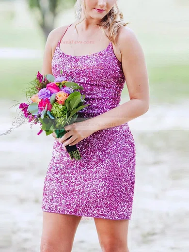 Sheath/Column Scoop Neck Sequined Short/Mini Homecoming Dresses #Favs020110318