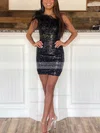 Sheath/Column One Shoulder Sequined Short/Mini Homecoming Dresses With Feathers / Fur #Favs020110324