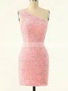 Sheath/Column One Shoulder Sequined Short/Mini Homecoming Dresses #Favs020110326