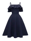 A-line Square Neckline Satin Knee-length Homecoming Dresses With Cascading Ruffles #Favs020110204