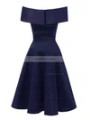 A-line Off-the-shoulder Satin Knee-length Homecoming Dresses #Favs020110205