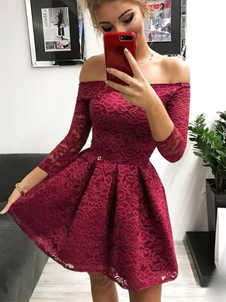 A-line Off-the-shoulder Lace Short/Mini Homecoming Dresses #Favs020110210 A-line Off-the-shoulder Lace Short/Mini Homecoming Dresses #Favs020110210