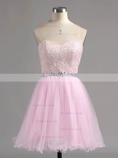 Ball Gown Sweetheart Tulle Short/Mini Beading Prom Dresses #Favs020101804