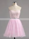 Ball Gown Sweetheart Tulle Short/Mini Beading Prom Dresses #Favs020101804