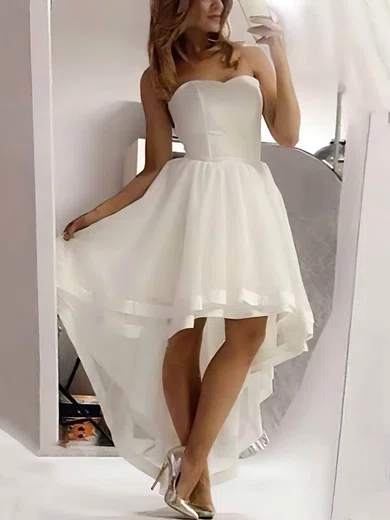 A-line Sweetheart Tulle Asymmetrical Homecoming Dresses With Tiered #Favs020110235