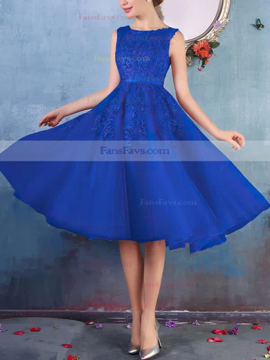 New Style Scoop Neck Tulle Appliques Lace Knee-length Prom Dresses #Favs020102050