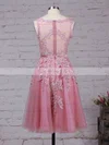 New Style Scoop Neck Tulle Appliques Lace Knee-length Prom Dresses #Favs020102050