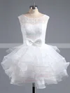A-line Scoop Neck Lace Organza Short/Mini Bow Prom Dresses #Favs020102158