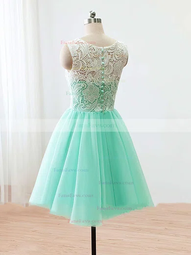 A-line Scoop Neck Lace Tulle Short/Mini Prom Dresses #Favs020102213