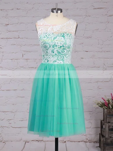 A-line Scoop Neck Lace Tulle Short/Mini Prom Dresses #Favs020102213