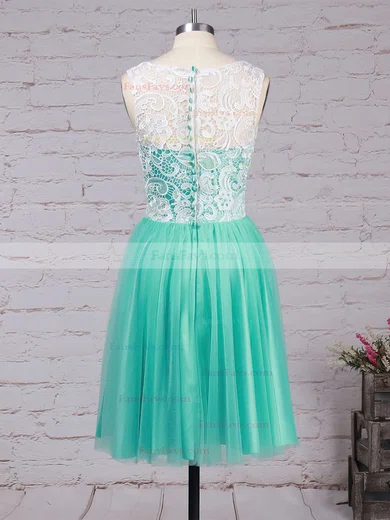 A-line Scoop Neck Lace Tulle Short/Mini Prom Dresses #Favs020102213
