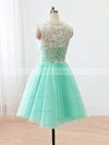 A-line Scoop Neck Lace Tulle Short/Mini Prom Dresses #Favs020102213