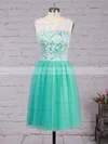 A-line Scoop Neck Lace Tulle Short/Mini Prom Dresses #Favs020102213