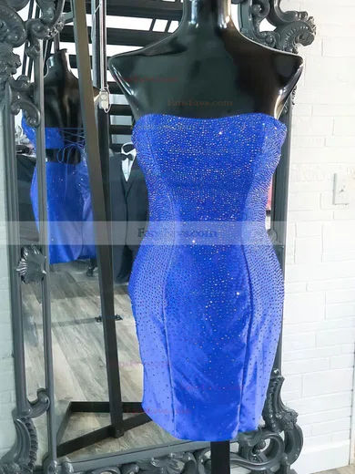 Sheath/Column Strapless Jersey Short/Mini Homecoming Dresses #Favs020110567