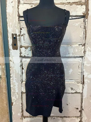 Sheath/Column Scoop Neck Jersey Short/Mini Homecoming Dresses With Split Front #Favs020110569