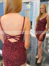 Sheath/Column V-neck Sequined Short/Mini Homecoming Dresses #Favs020110574