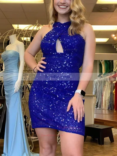 Sheath/Column V-neck Sequined Short/Mini Homecoming Dresses #Favs020110600