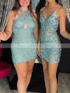 Sheath/Column V-neck Sequined Short/Mini Homecoming Dresses #Favs020110600