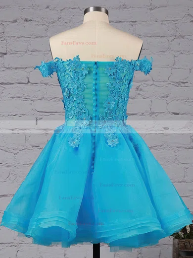 Princess Off-the-shoulder Organza Tulle Short/Mini Appliques Lace Cute Prom Dresses #Favs020102801